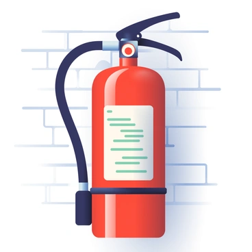 A close-up view of a red fire extinguisher is mounted on a white wall. The fire extinguisher has a black handle and a white label with safety instructions prominently displayed. The surface of the extinguisher is glossy, reflecting some light. In the background, details of the wall texture are visible, including subtle shadows and a slight sheen. A metal bracket holds the extinguisher securely in place. The image captures the clear distinction between the bright red color of the extinguisher and the neutral tones of the wall.