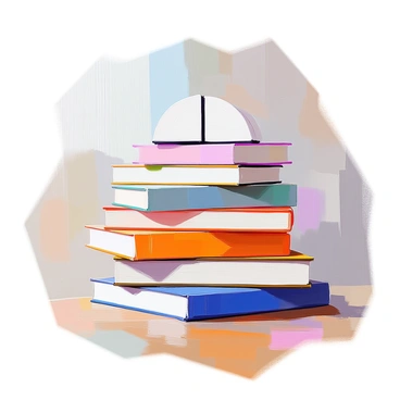 A stack of books arranged in a way that visually represents an improper fraction. At the bottom of the stack, several whole books are neatly stacked, showcasing their covers in various colors. Above them, there are half books positioned, showing their cut edges and spines. The combination of the whole and half books creates a clear visual distinction, emphasizing the concept of fractions. The books are placed on a wooden table, enhancing the overall presentation of the arrangement.