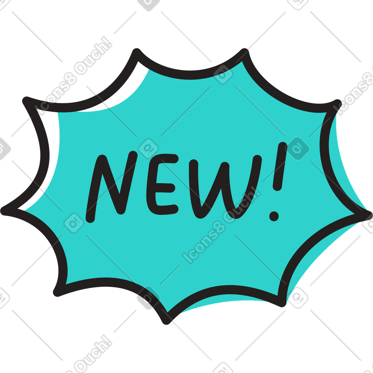New text inside bang shape illustration in Little style download in PNG, SVG
