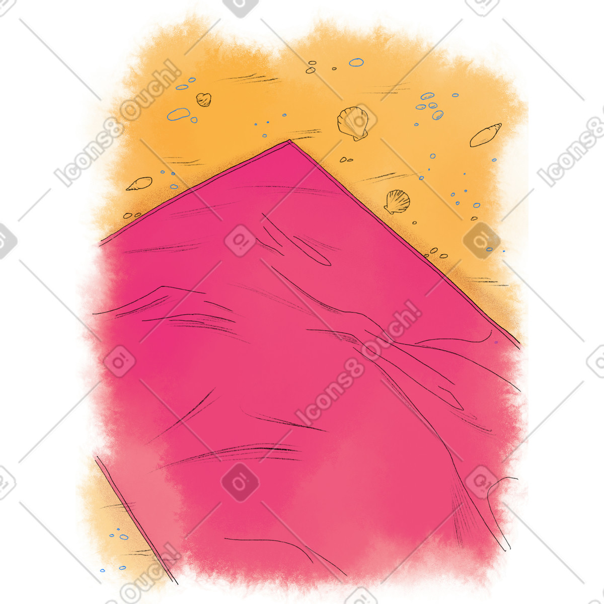 Moments スタイルの Beach towel on sand のイラストをPNG、SVG形式でダウンロード