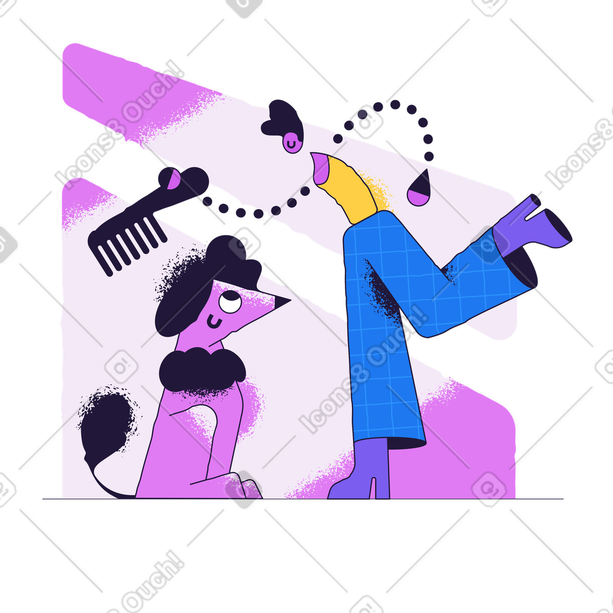 Man cares for dog and brushing illustration in Conifer style download in PNG, SVG