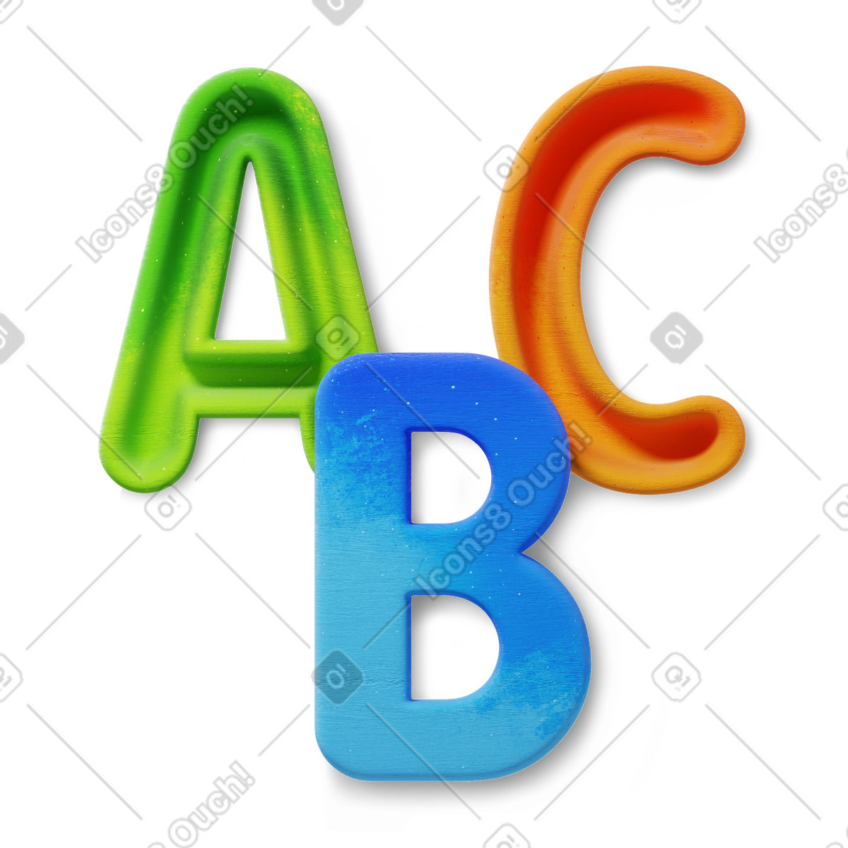 Lettere abc colorate illustrazione in stile 3D Microsoft Fluent illustration scarica in PNG, SVG