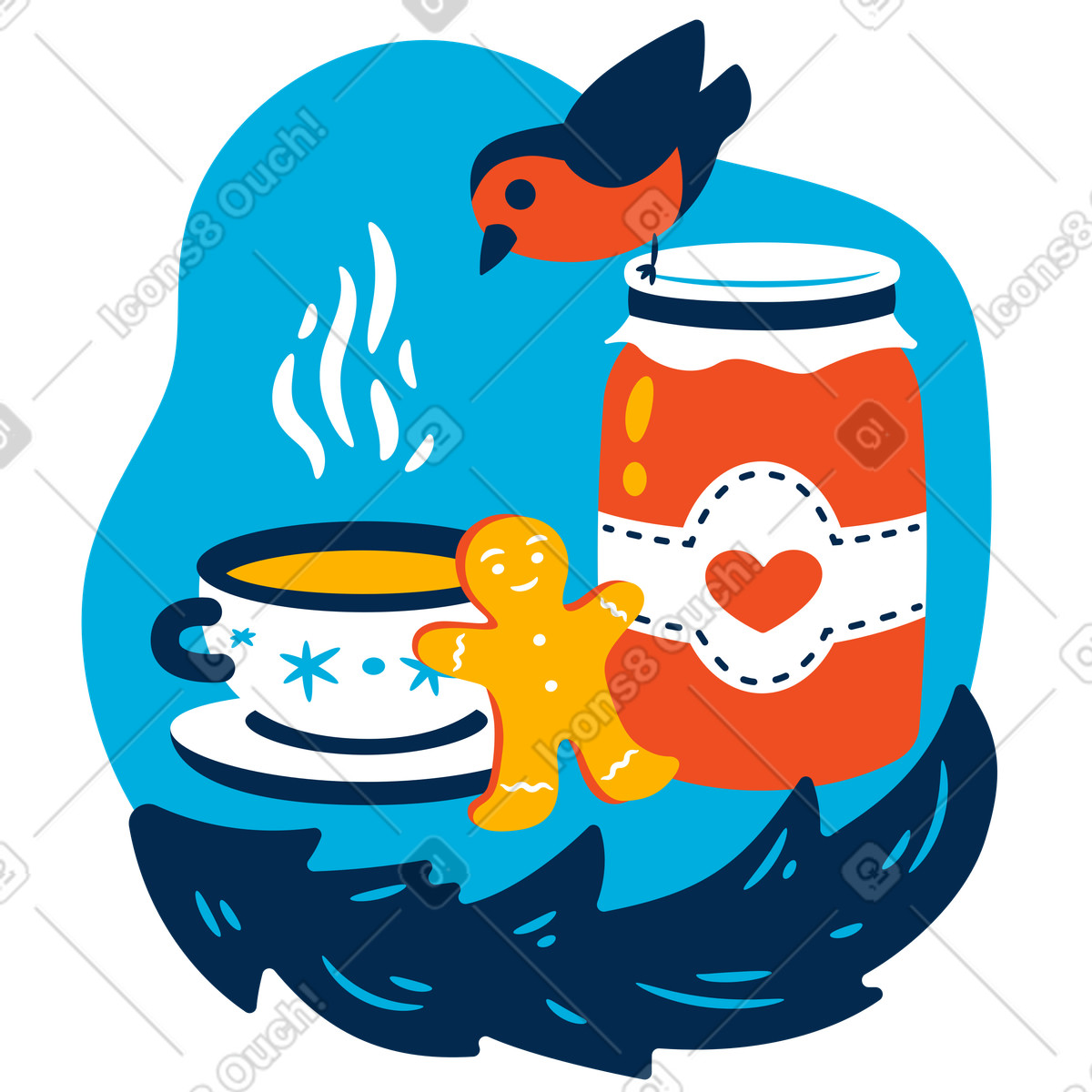 Ilustración Bodegón navideño en estilo Flame a descargar en PNG y SVG
