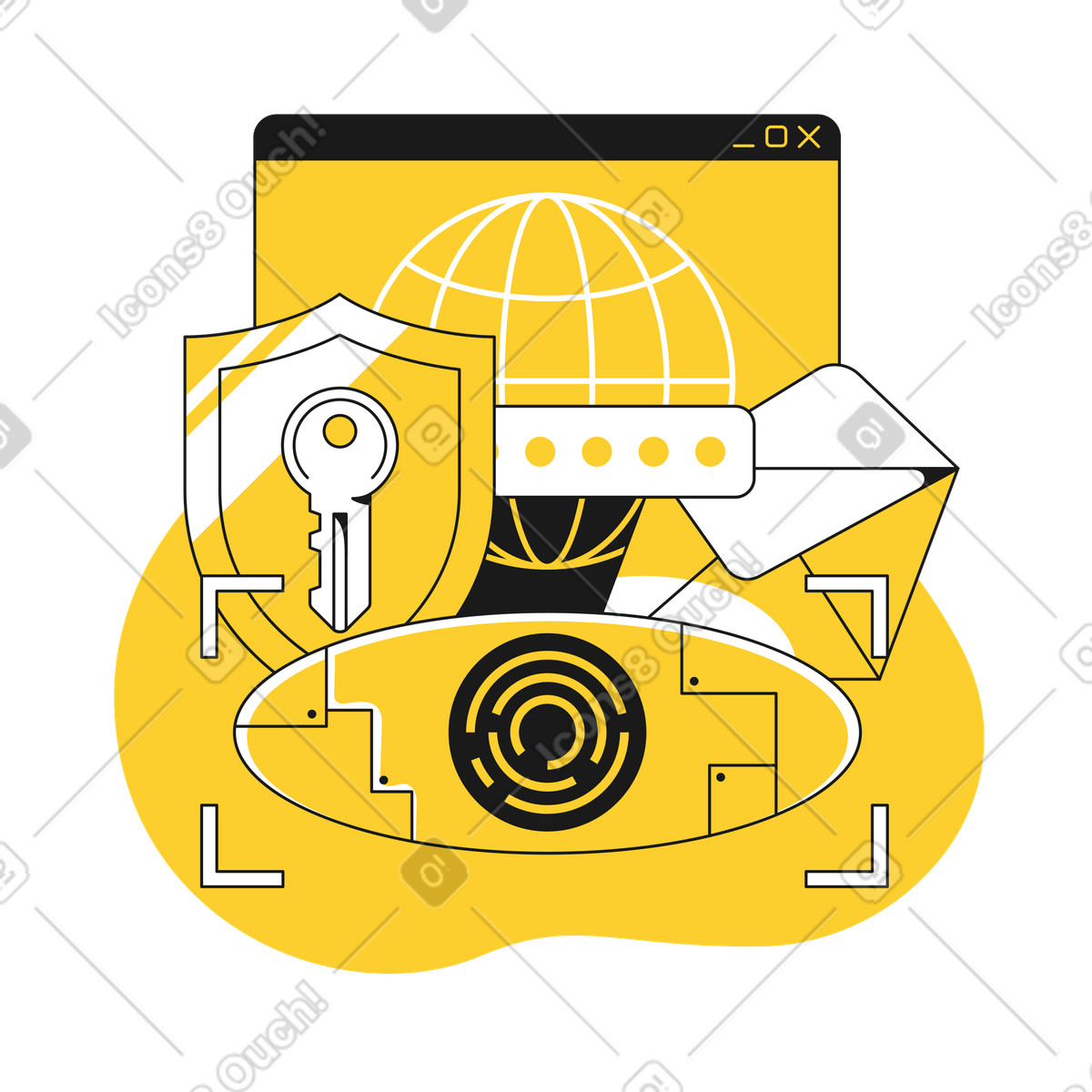 Ilustração de Internet safety with AI, Artificial intelligence in cybersecurity and digital privacy em no estilo Taxi para baixar em PNG, SVG