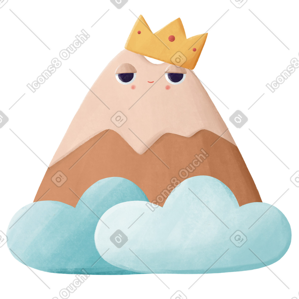 Ilustración Mountain wearing crown above clouds, Special status or premium upgrade concept en estilo Experimental a descargar en PNG y SVG