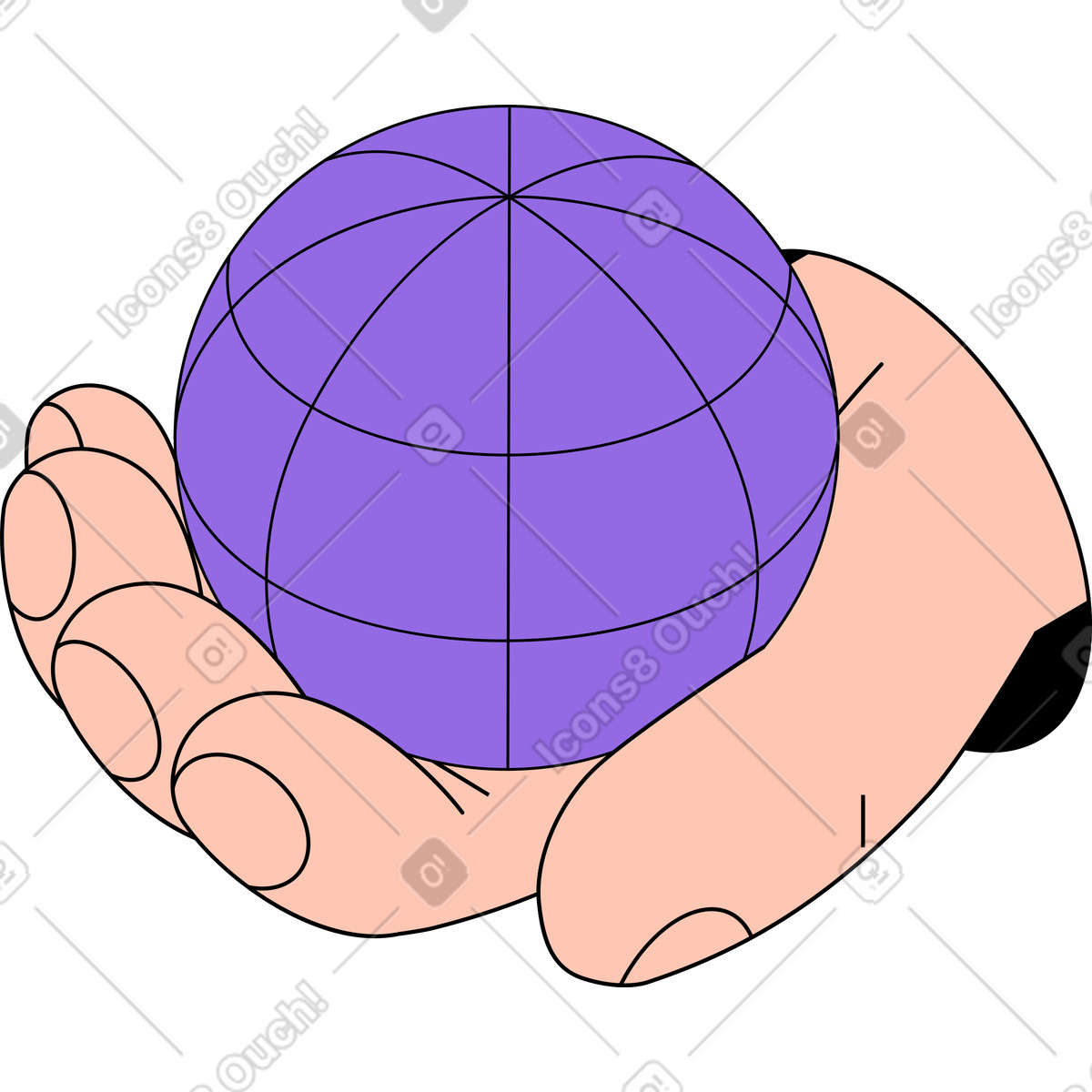Ilustración Globo en la palma de mano estilo Project a descargar PNG y SVG