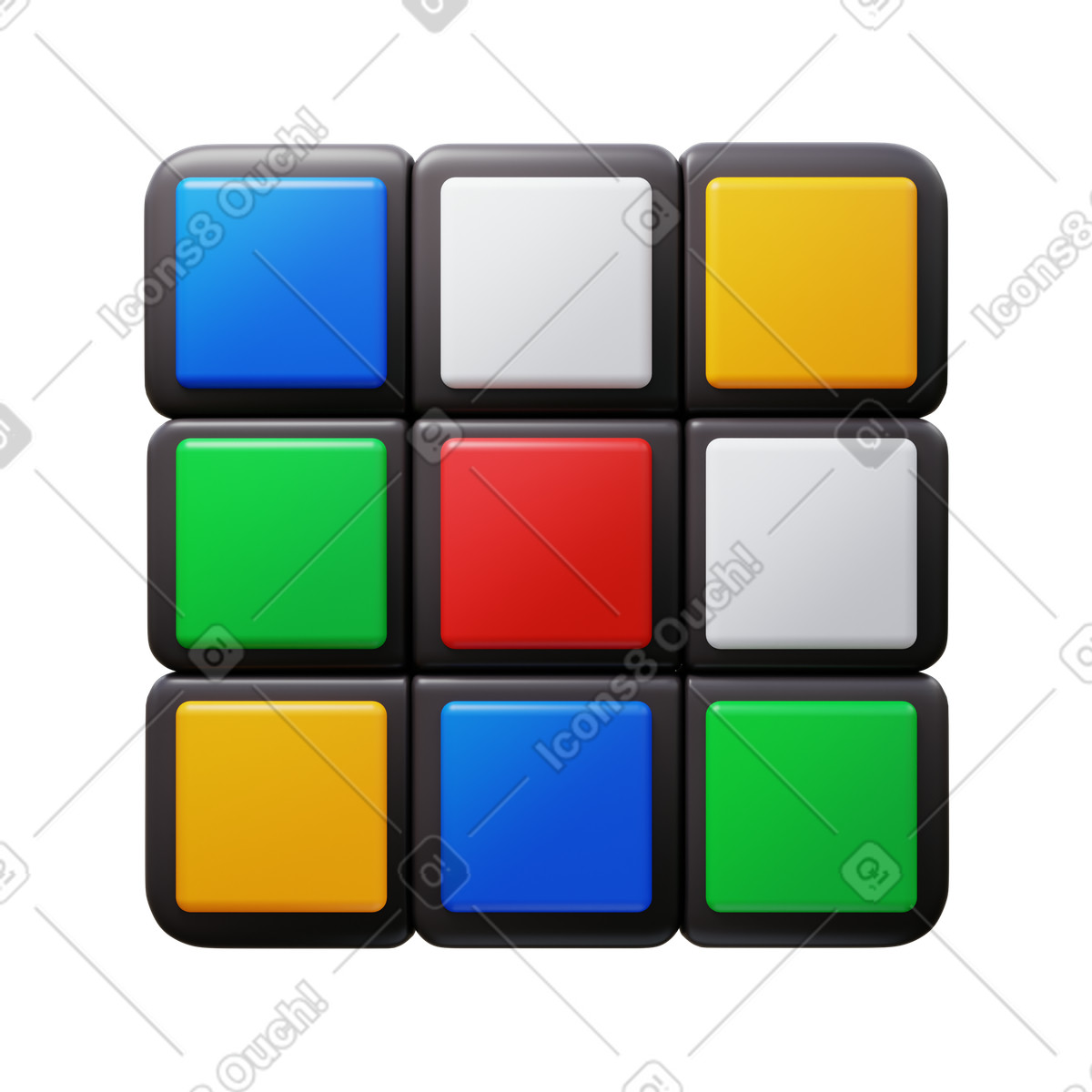 Cubo di rubik illustrazione animata in stile 3D Fluency scaricabile in GIF, Lottie (JSON), AE