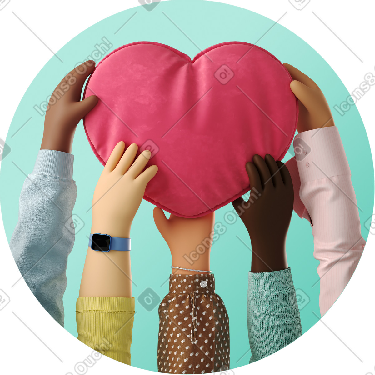 Hands holding heart-Illustration im 3D Business-Stil als Download in PNG, SVG
