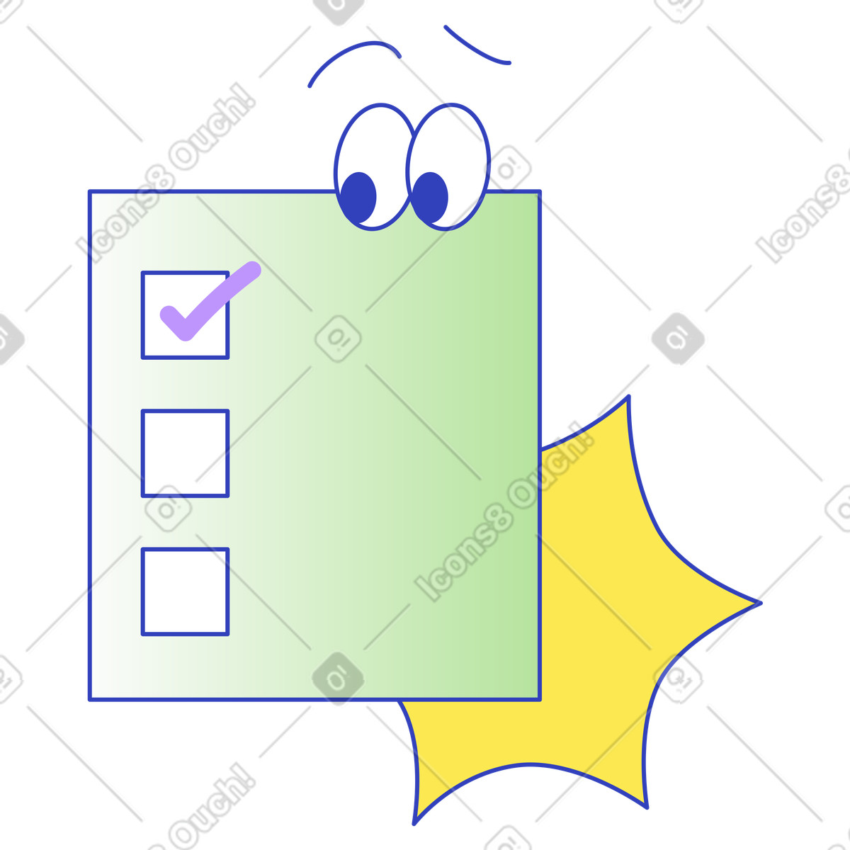 Illustration Task checklist and progress tracking, To-do list completion, Process tracking validation dans le style Eyeful à télécharger aux formats PNG, SVG