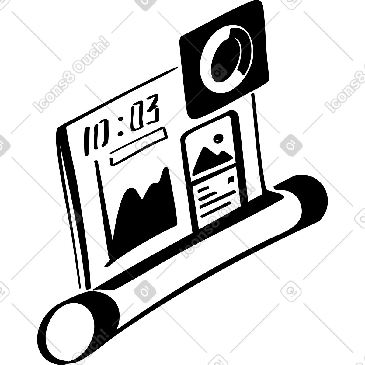 Display moderno con cornici del cruscotto illustrazione in stile Line scarica in PNG, SVG