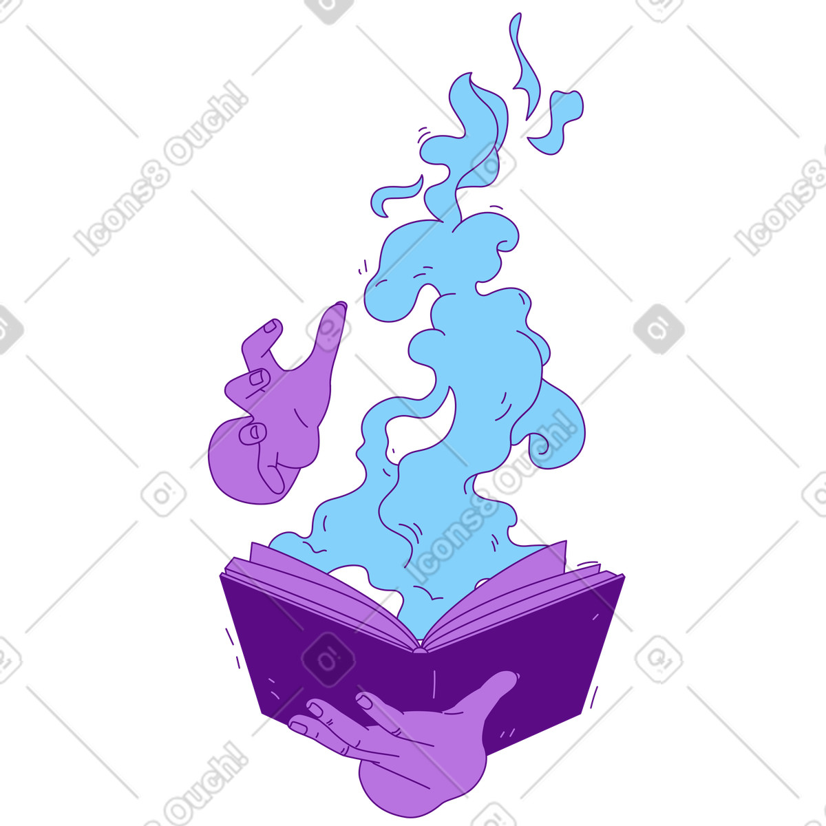 Ilustração de Mãos segurando um livro mágico em no estilo Storyline para baixar em PNG, SVG