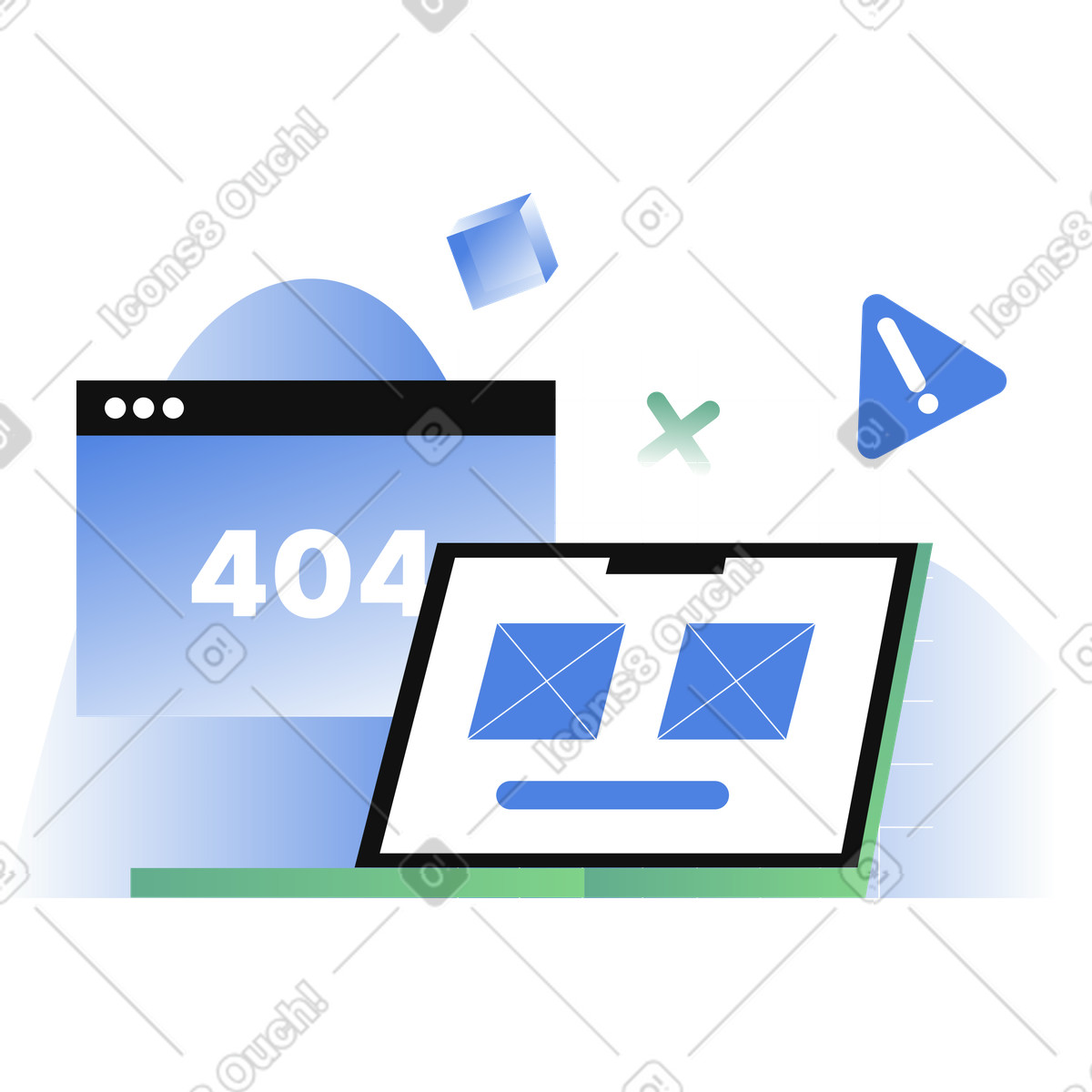 Error four hundred four, page not found animated illustration in GIF, Lottie (JSON), AE
