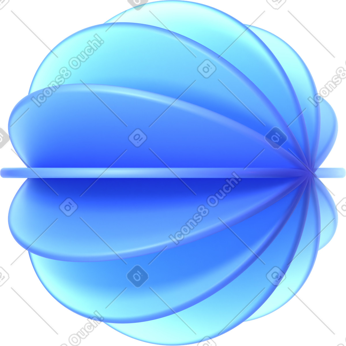 3D Glassy スタイルの Abstract layered blue orb のイラストをPNG、SVG形式でダウンロード