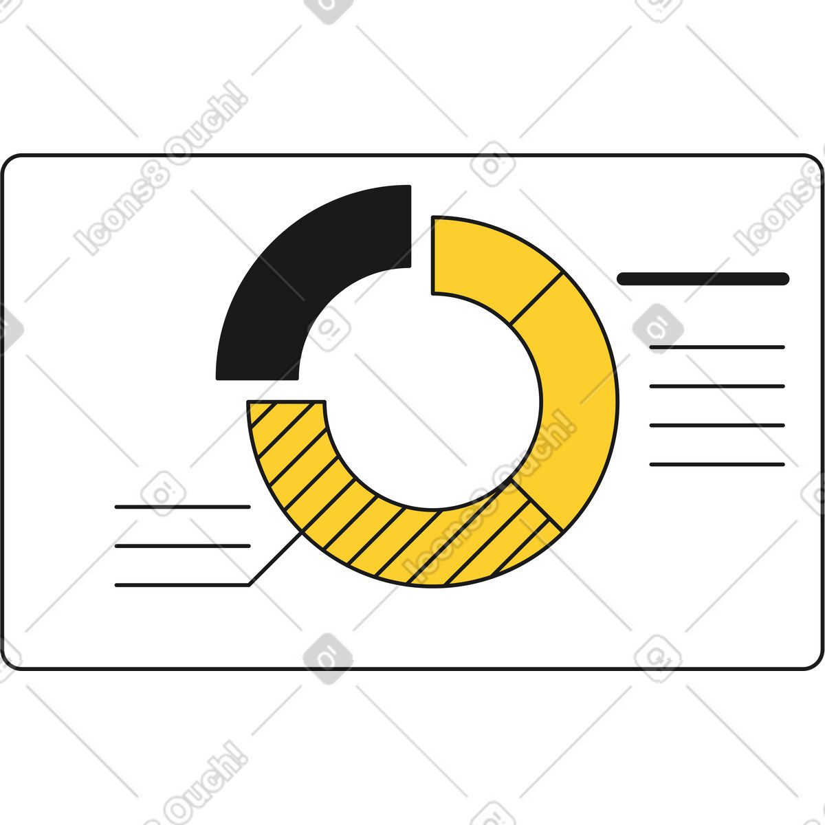 Kreisdiagramm mit drei elementen-Illustration im Taxi-Stil als Download in PNG, SVG