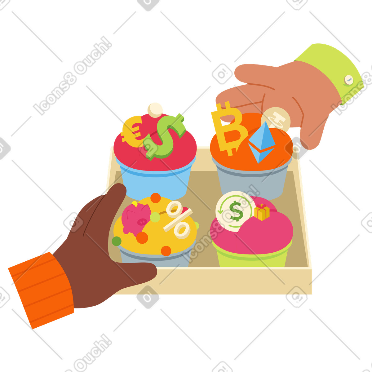 Illustration Les utilisateurs choisissent le package de services requis dans style Catchy à télécharger aux formats PNG, SVG