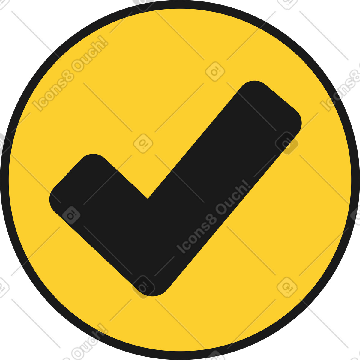 Eingekreistes häkchen-symbol-Illustration im Taxi-Stil als Download in PNG, SVG
