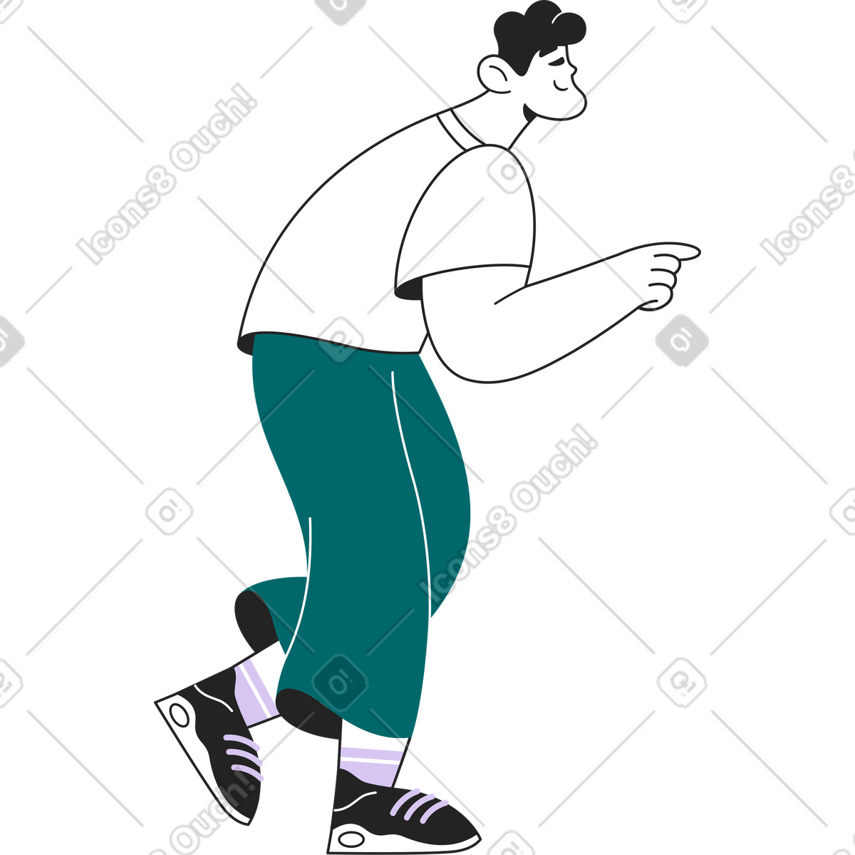 Ilustração de Homem feliz pega algo em no estilo Sammy Line para baixar em PNG, SVG