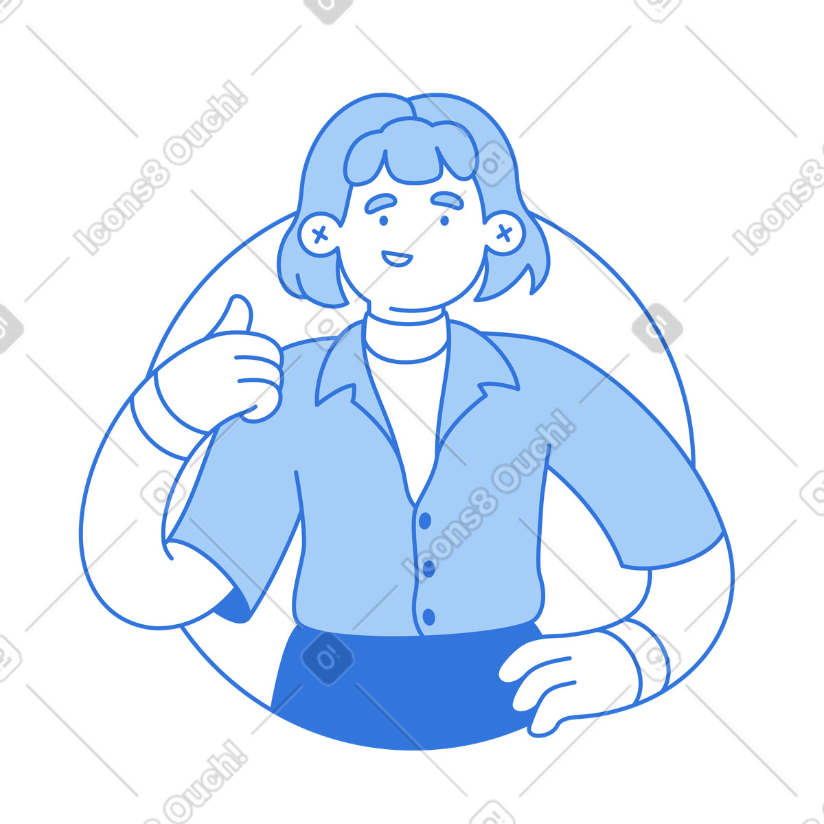 Giving thumbs up, success or agreement illustrazione in stile Sky scarica in PNG, SVG