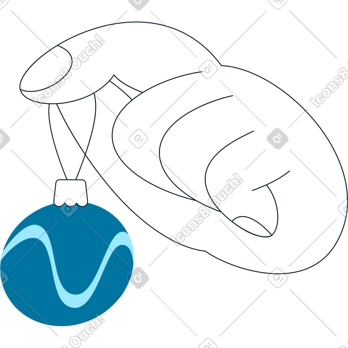 Ilustração de Mão com um enfeite natal em no estilo Indigo para baixar em PNG, SVG
