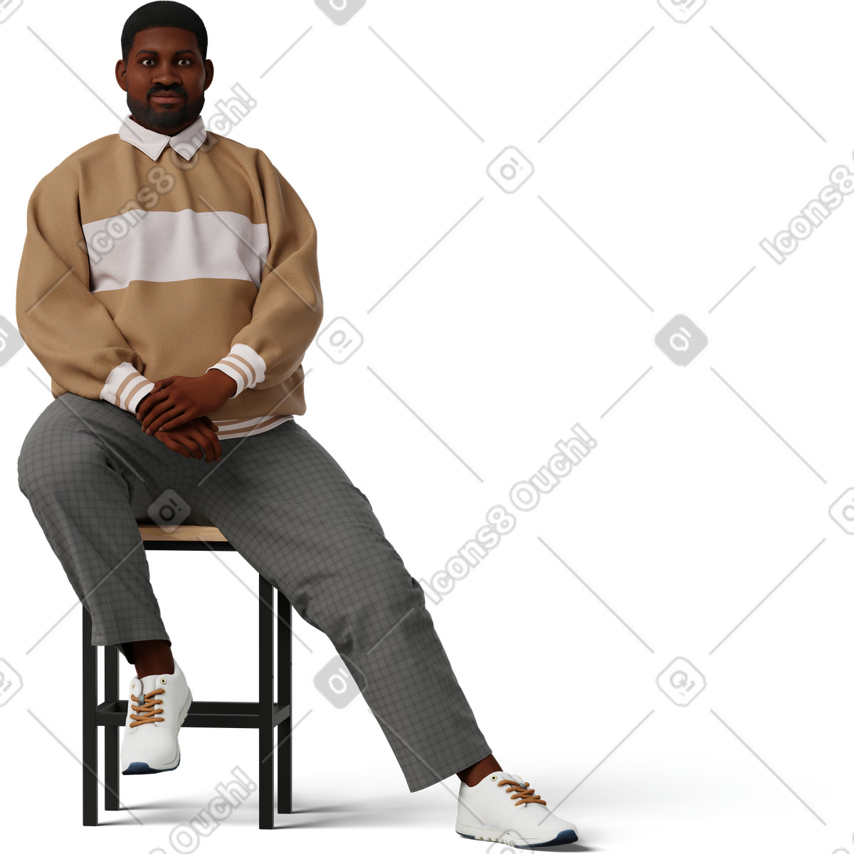 Young man sitting on stool illustration clipart vector graphics for men