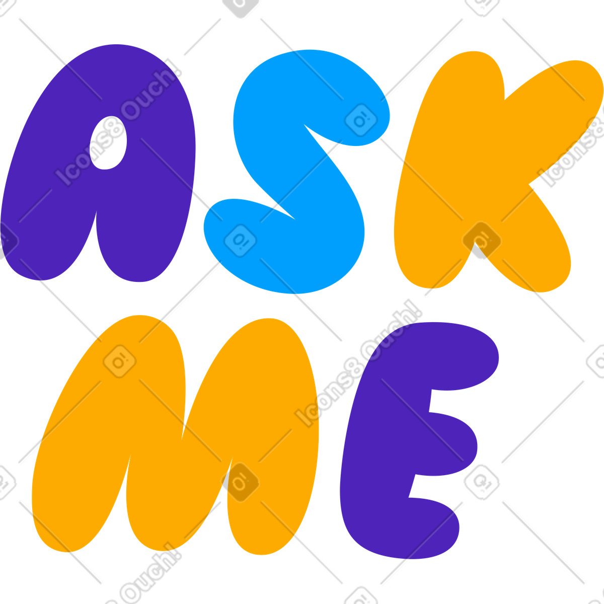 Scritta adesiva gonfia multicolor chiedimi testo illustrazione animata in stile Lettering scaricabile in GIF, Lottie (JSON), AE