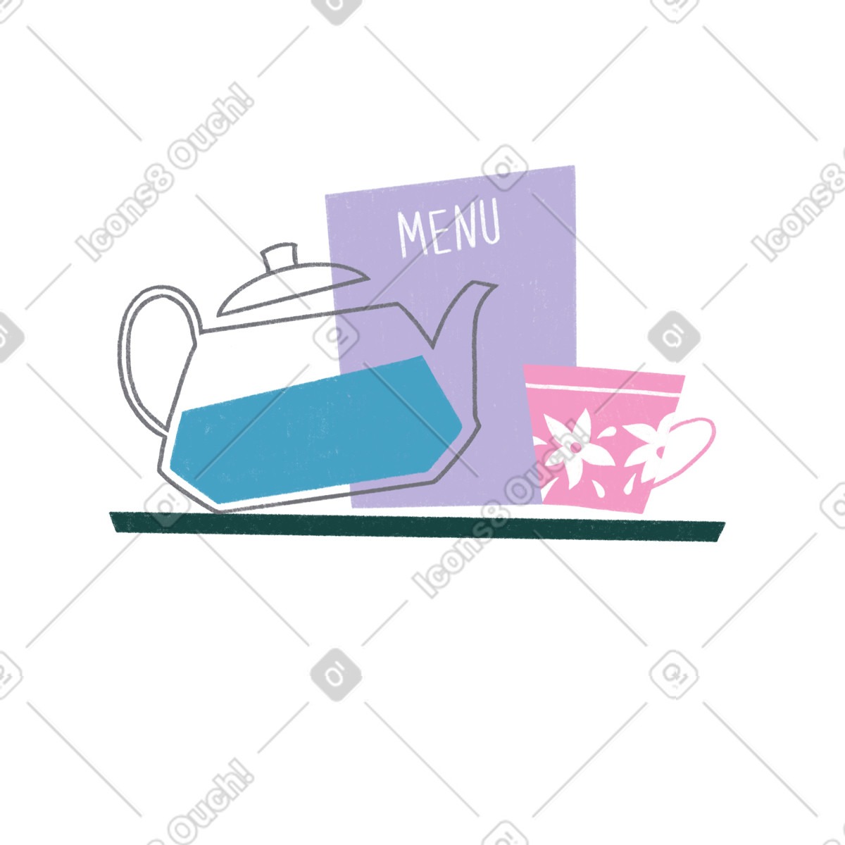 Tutti 스타일의 Menu and serving of drinks 일러스트레이션 PNG, SVG 다운로드