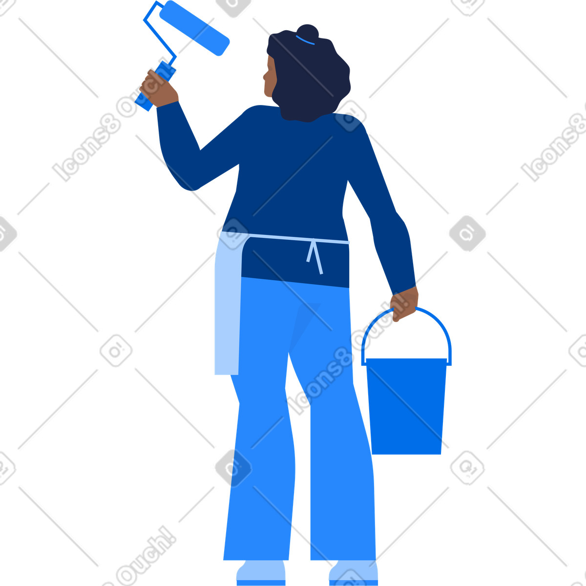 Ilustración Mujer con pintura y rodillo en estilo Urban a descargar en PNG SVG