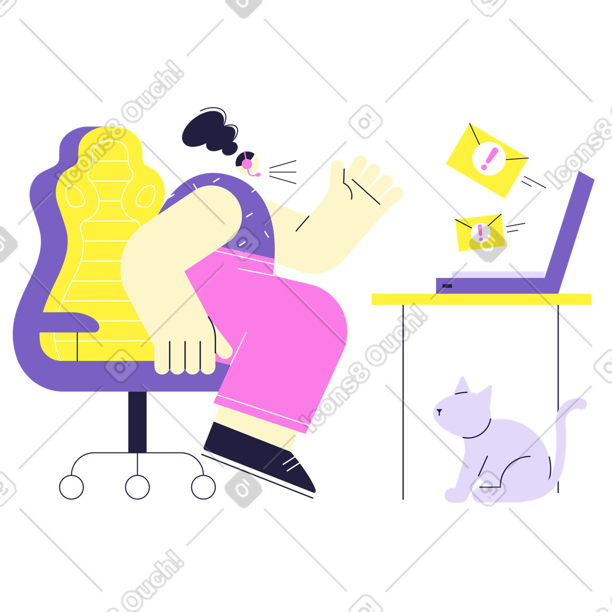 Donna che si sente infastidita dalla posta indesiderata illustrazione in stile Mellow scarica in PNG, SVG