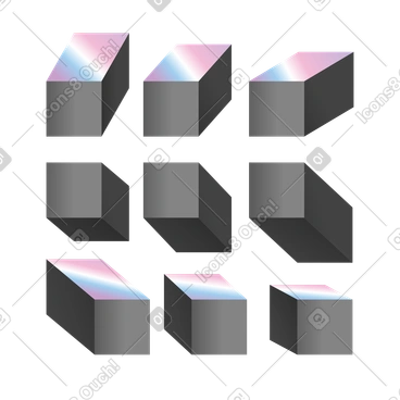 그리드 패턴의 9개 추상 블록, 기하학적 레이아웃 PNG, SVG