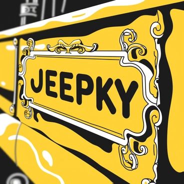 A close-up view of a jeepney showcasing its vibrant destination sign. The sign features bold lettering clearly stating the destination in large, prominent fonts. Surrounding the sign are intricate decorative elements typical of jeepney art, enhancing its visual appeal. The bright colors of the sign contrast with the surrounding metal frame of the jeepney, drawing attention to the destination information. The background is slightly blurred, focusing on the details of the sign and its design.