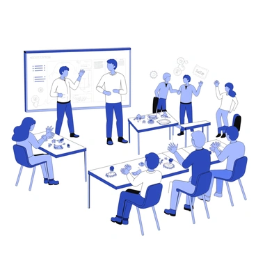 An engineer stands at the front of a classroom filled with students engaged in a robotics workshop. The engineer is demonstrating a robotic arm, pointing out the different components, which include the joints and grippers. The students are seated at tables, assembling their own small robots with various parts scattered around them. Some students are focused on their projects, while others are raising their hands to ask questions. A whiteboard in the background displays diagrams and notes related to robotics. The atmosphere is one of curiosity and collaboration, with all attendees actively participating in the learning process.