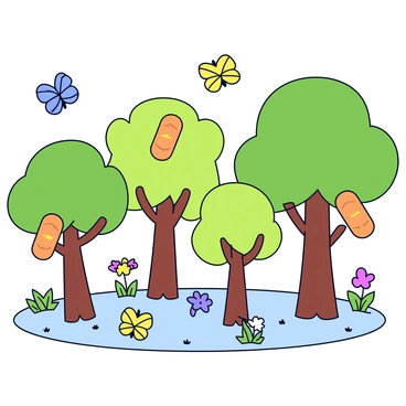 A magical garden where garlic bread grows on trees