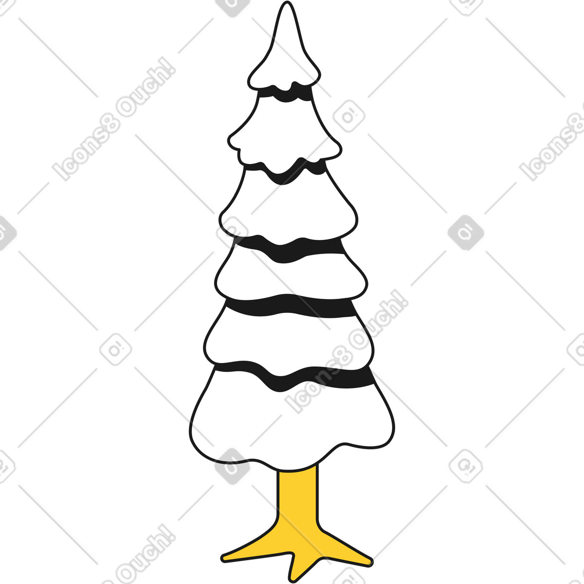 Pine tree illustration in Taxi style download in PNG, SVG