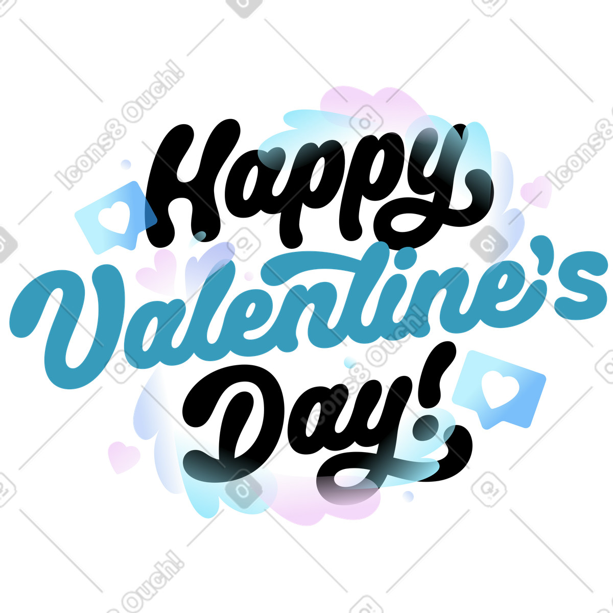 Airy スタイルの Pastel Valentine celebration with hearts, Festive greeting card のイラストをPNG、SVG形式でダウンロード