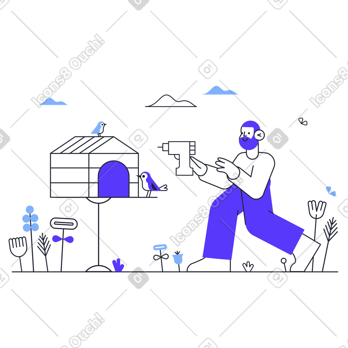 Work in progress illustration in PNG, SVG