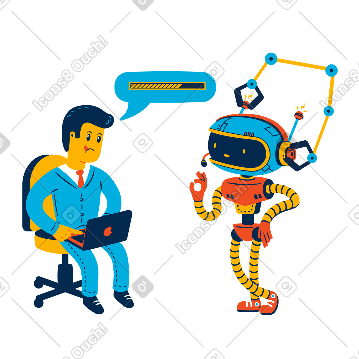 Building a robot illustration in PNG, SVG