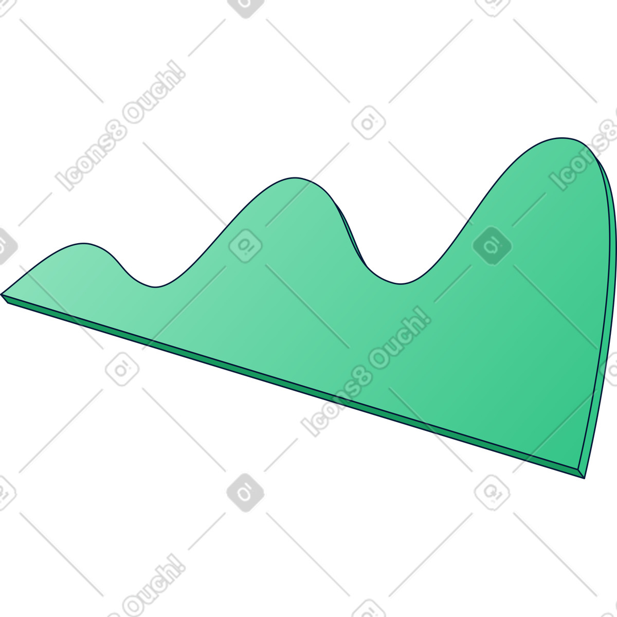 Green area graph illustration in Neat style download in PNG, SVG