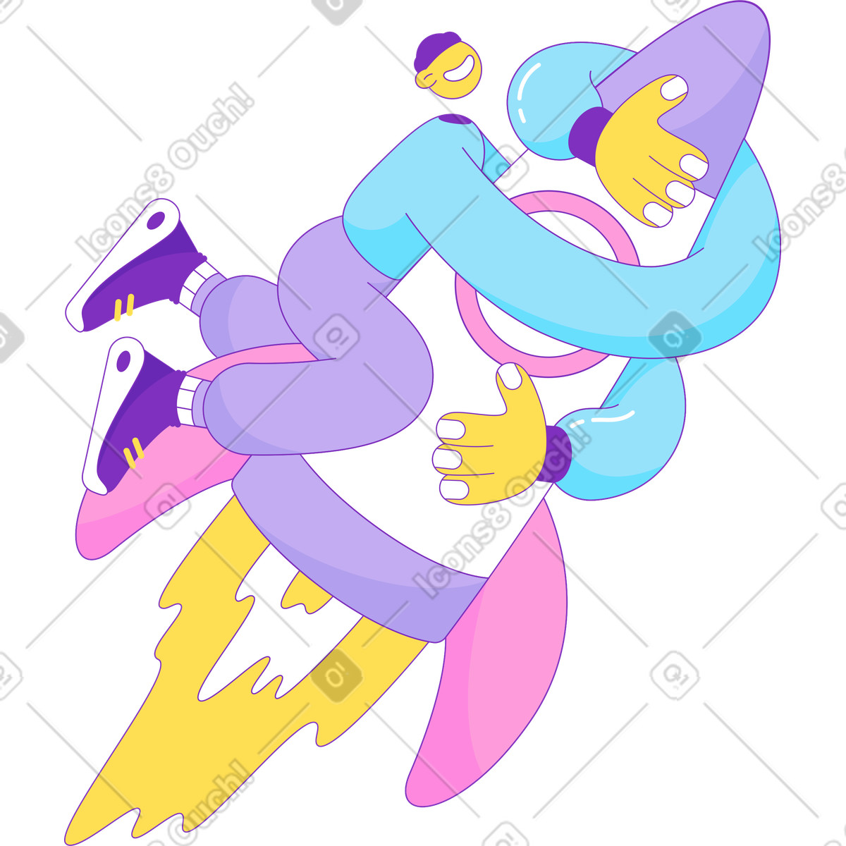 Elastic スタイルの Guy flying on a rocket のイラストをPNG、SVG形式でダウンロード