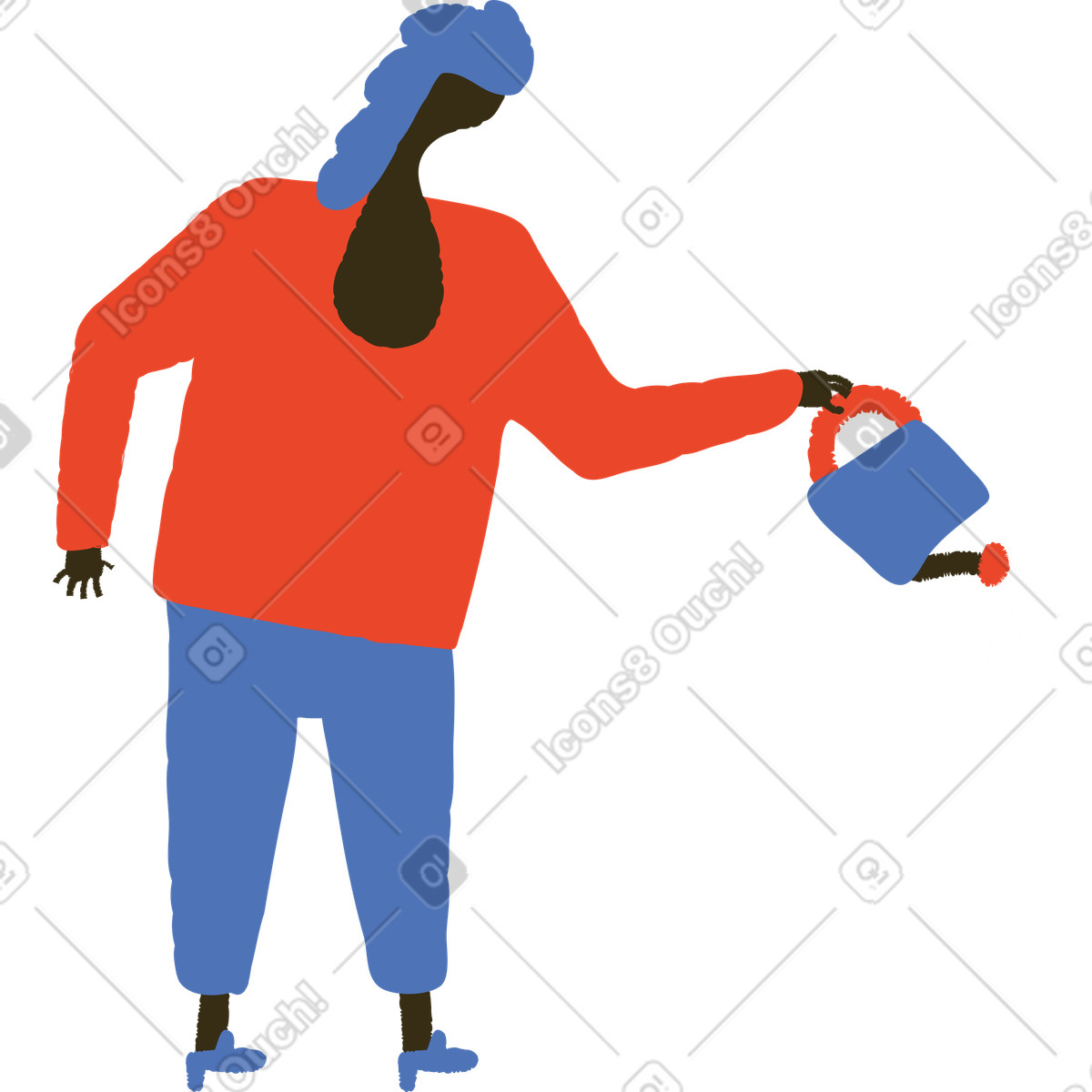 Illustration Femme avec arrosoir dans le style Bermuda à télécharger aux formats PNG, SVG