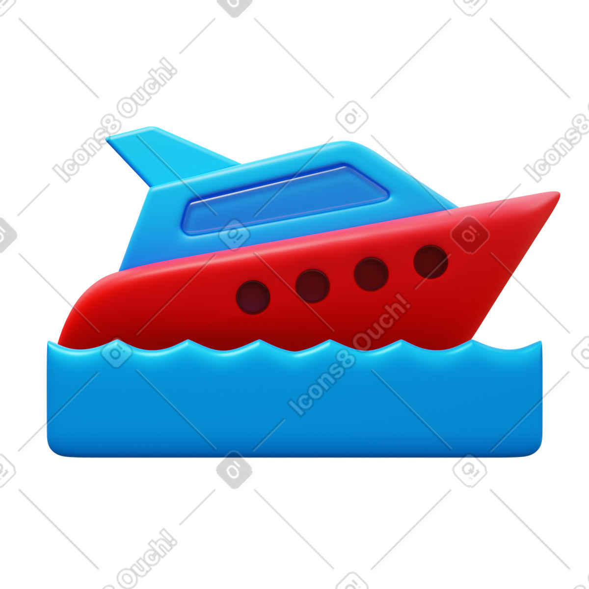 Yacht illustration in 3D Fluency style download in PNG, SVG