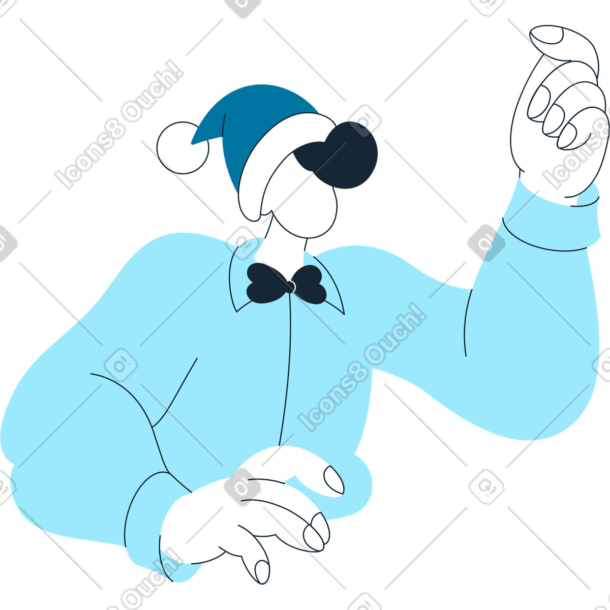 Uomo in cappello della santa alzando la mano illustrazione stile Indigo scarica PNG, SVG