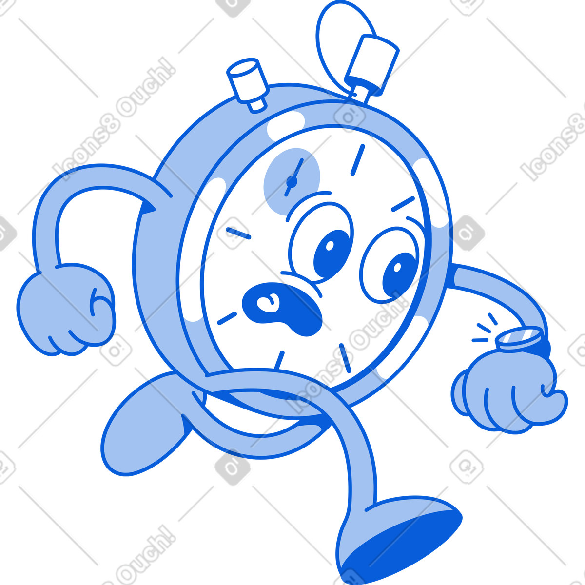 Timer runs and looks at the wristwatch illustration in Handy Line style download in PNG, SVG