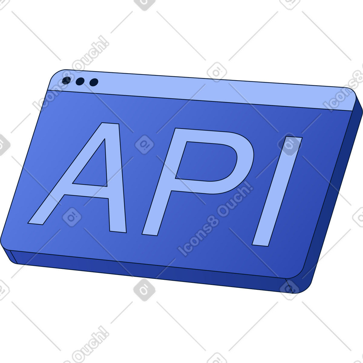 Illustration Fenêtre de navigateur avec texte d'api dans le style Neat à télécharger aux formats PNG, SVG