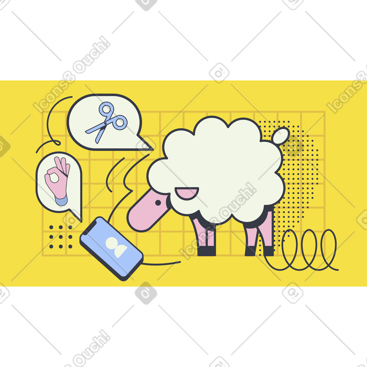 Need a haircut illustration in Abstract style download in PNG, SVG