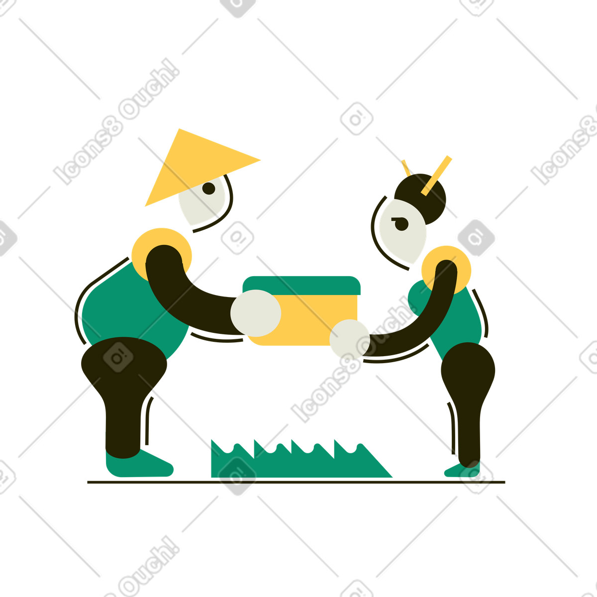 Zusteller gibt einer frau ein paket-Illustration im Spot-Stil als Download in PNG, SVG