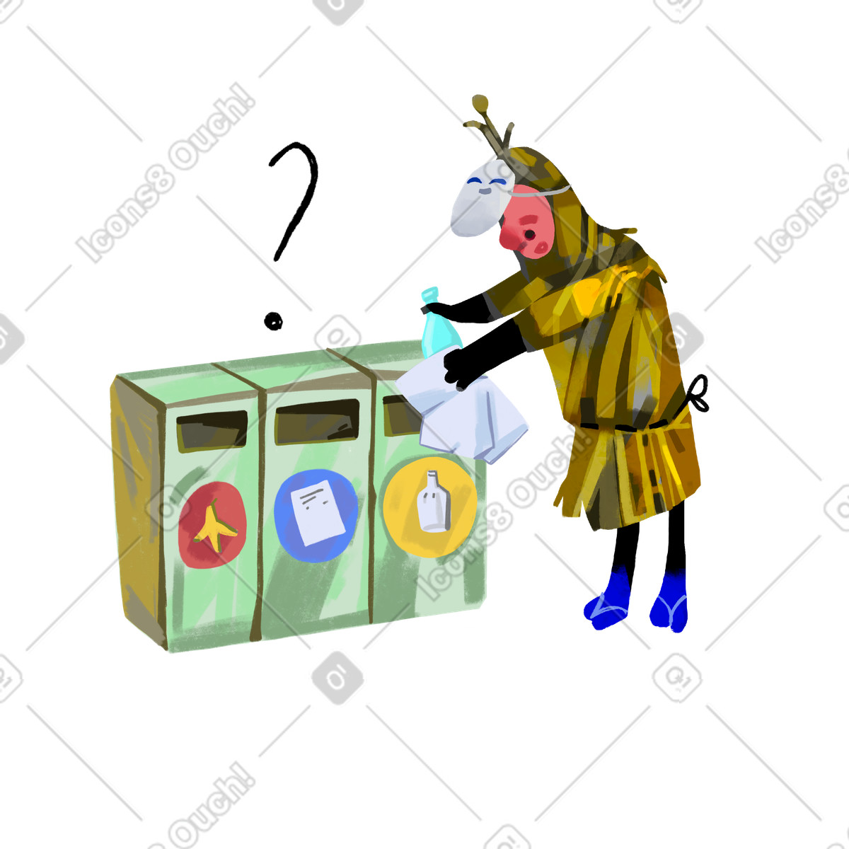 Illustration Collecte des ordures ménagères séparée dans le style Atomic à télécharger aux formats PNG, SVG