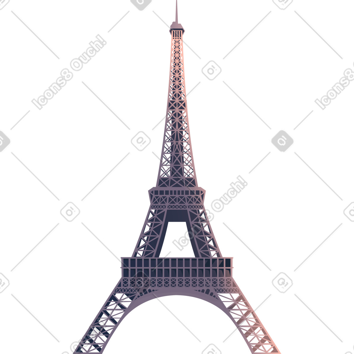 Purple eiffel tower illustration in PNG, SVG