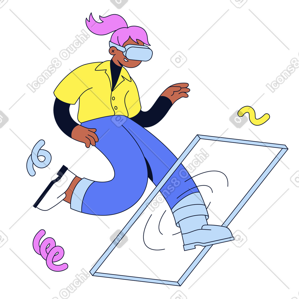Ilustração de Stepping into digital world, augmented and virtual reality em no estilo Flexy para baixar em PNG, SVG