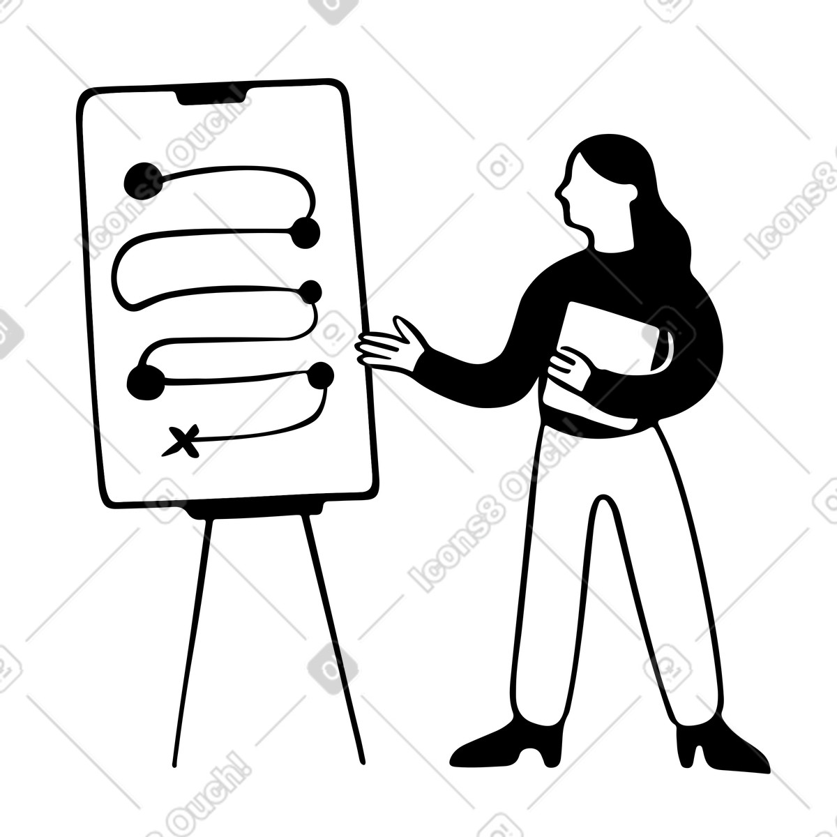 下载 Journal 风格的 女员工进行业务演示 插画，支持 PNG、SVG 格式