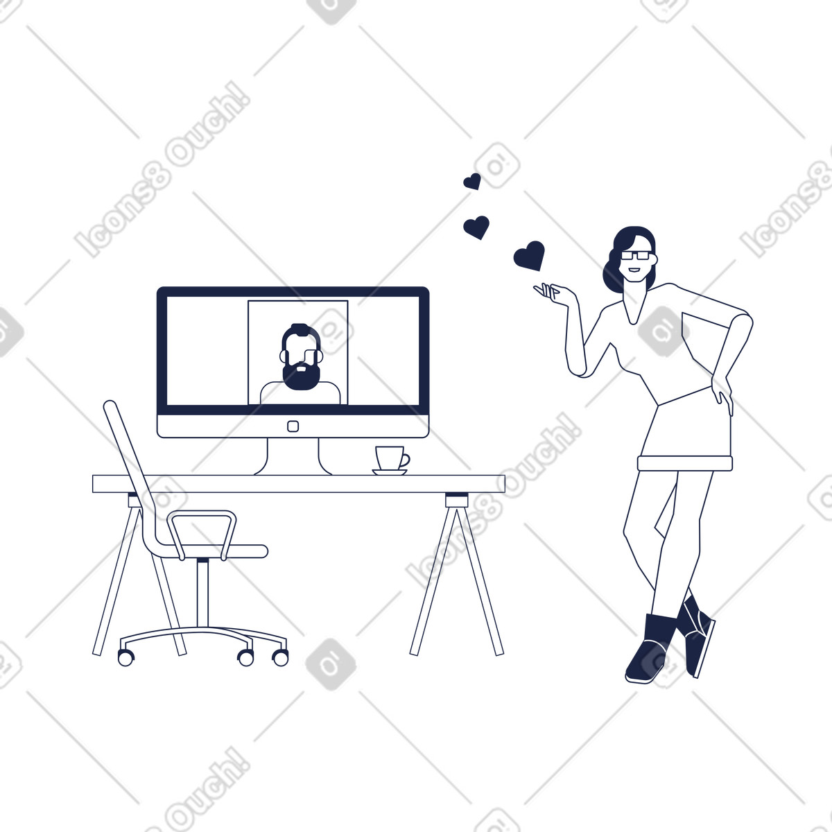 Online-dating-Illustration in PNG, SVG
